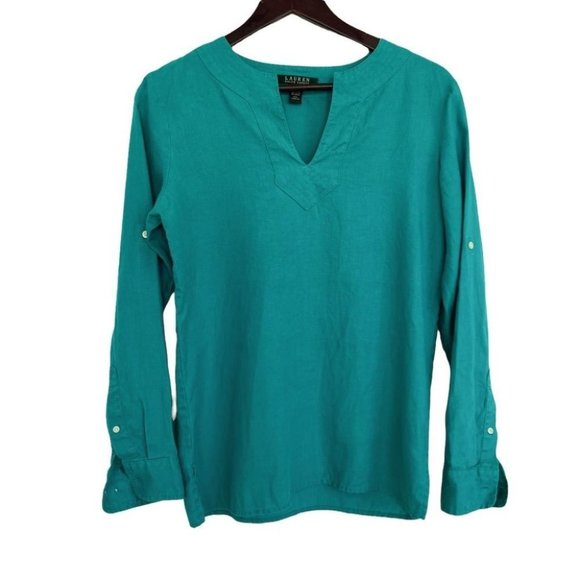 Lauren Ralph Lauren 100% linen long sleeve tunic top - Picture 3 of 7
